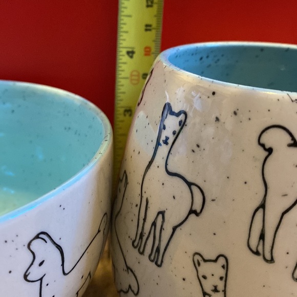 2 pc Llama or Alpaca Big Mug & Deep Bowl Microwave Dishwasher Safe Set - Picture 3 of 16